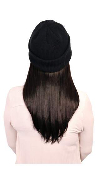 Beanie Wig Black Straight (Mid-Length)