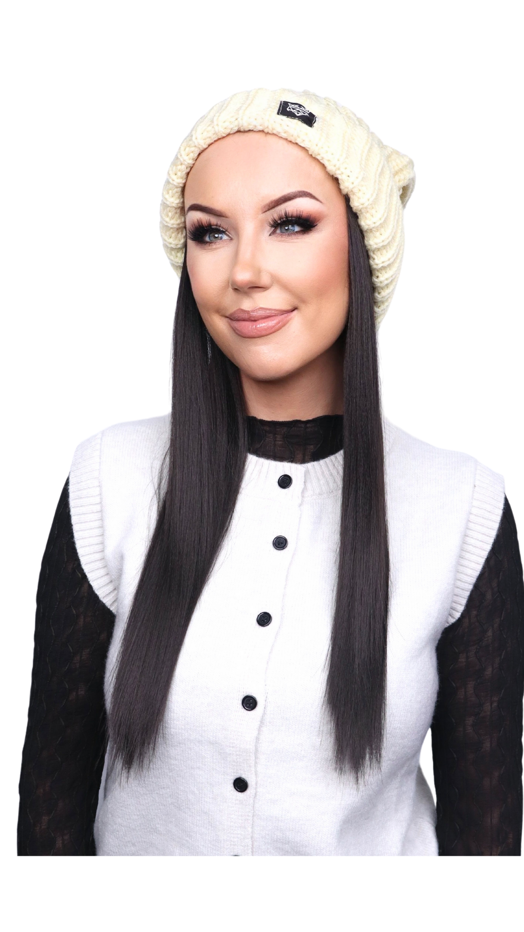 *Buttercream Beanie (Black Straight)