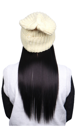 *Buttercream Beanie (Black Straight)