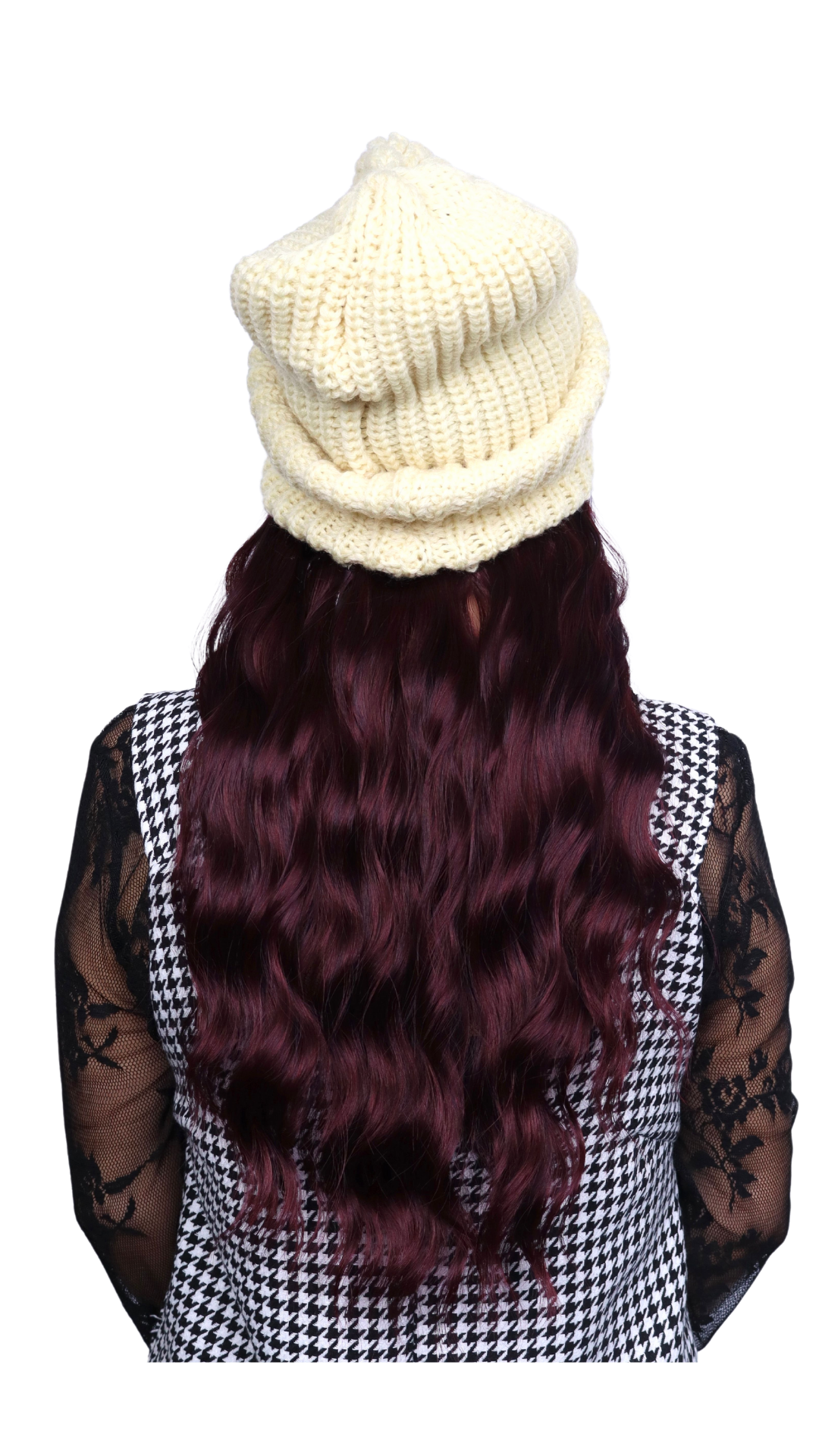 Buttercream Beanie (Burgandy Wavy)