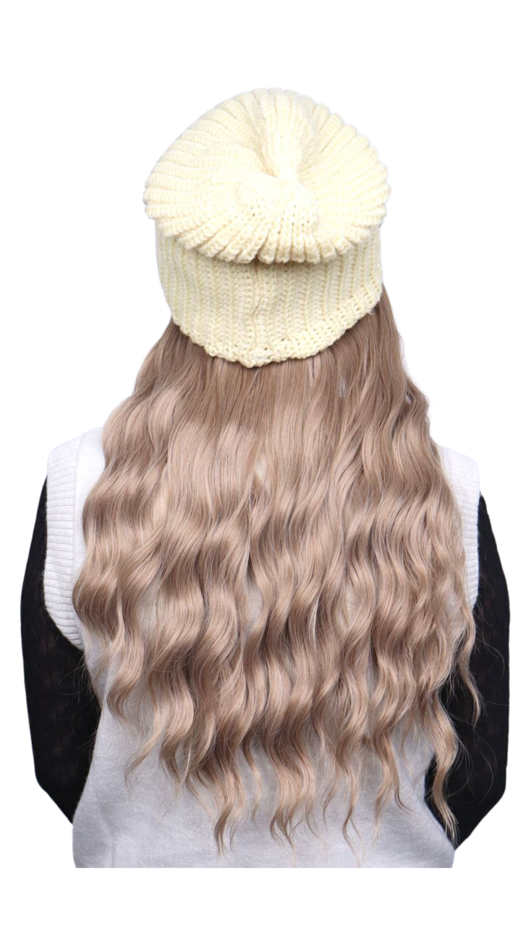 Buttercream Beanie (Dark Blonde Wavy)