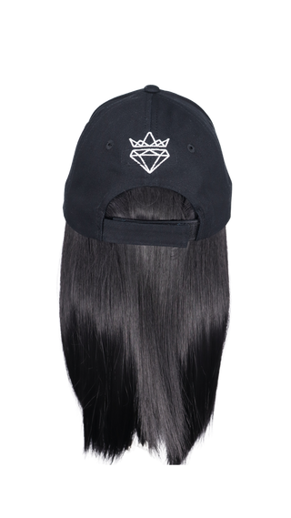 Black Baseball Hat Wig with CSC Logo (Single Short Straight Weft) - FINAL SALE