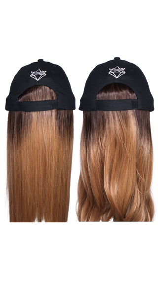 White Baseball Hat Wig with CSC Logo (Short black) 2 wefts Straight and wave *Single Ladies - FINAL SALE