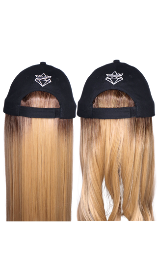White Baseball Hat Wig with CSC Logo (Short black) 2 wefts Straight and wave *Single Ladies - FINAL SALE
