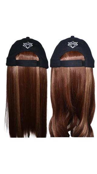 White Baseball Hat Wig with CSC Logo (Short black) 2 wefts Straight and wave *Single Ladies - FINAL SALE