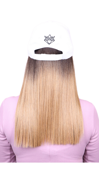 White Baseball Hat Wig with CSC Logo (Short black) 2 wefts Straight and wave *Single Ladies - FINAL SALE