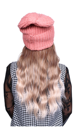 Pink Beanie (Apricot Wavy)