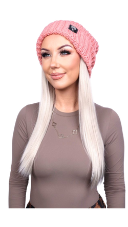 Pink Beanie (Blonde Straight)