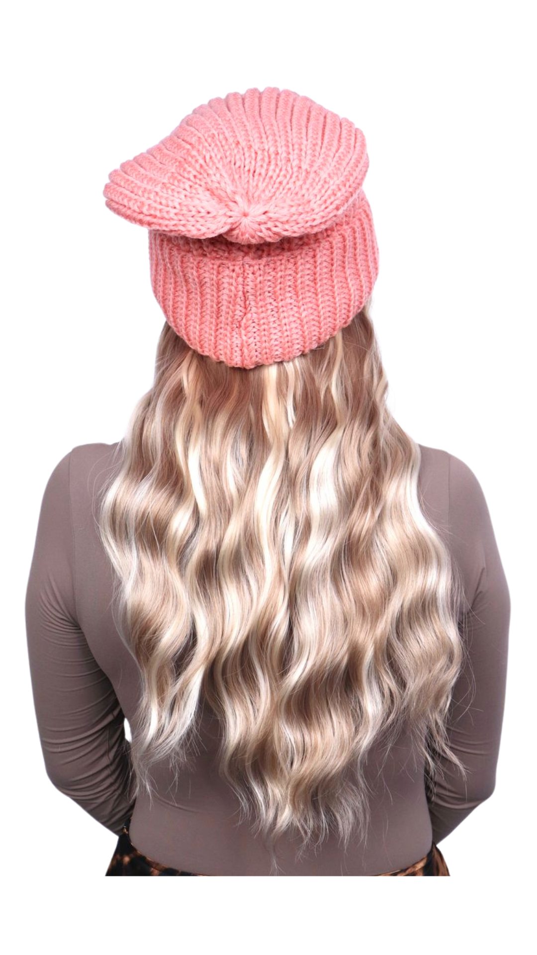 Pink Beanie (Dimensional Blonde Wavy)