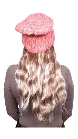 Pink Beanie (Dimensional Blonde Wavy)