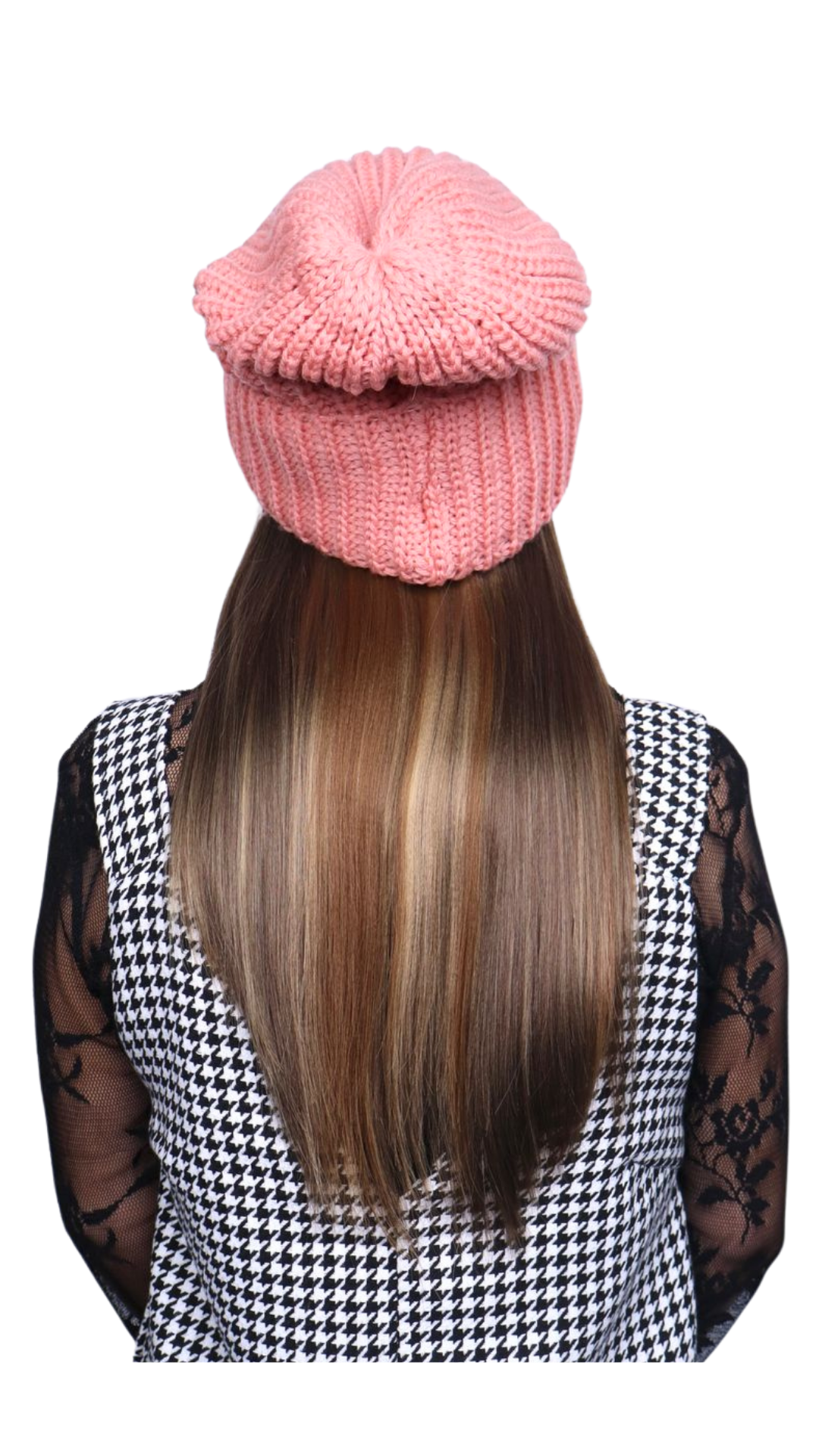 Pink Beanie (Golden Brunette Straight)