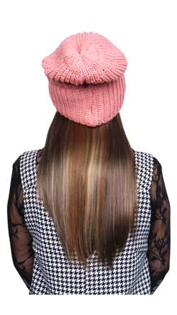 Pink Beanie (Golden Brunette Straight)