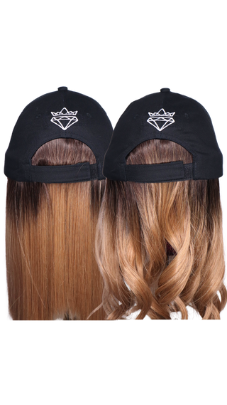 White Baseball Hat Wig with CSC Logo (Short black) 2 wefts Straight and wave *Single Ladies - FINAL SALE