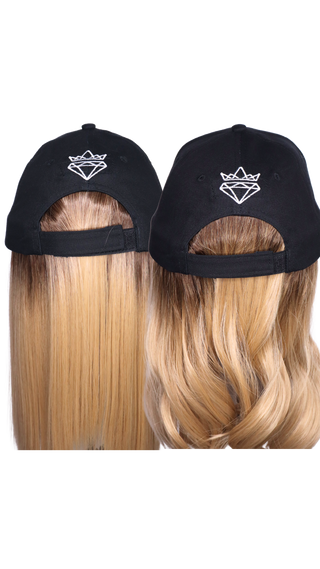 White Baseball Hat Wig with CSC Logo (Short black) 2 wefts Straight and wave *Single Ladies - FINAL SALE