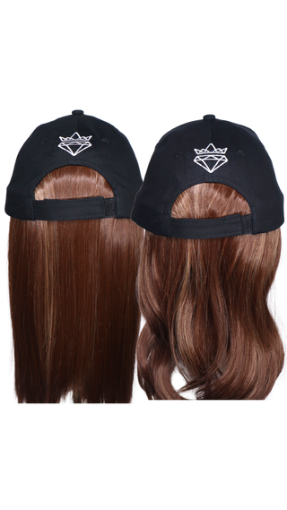 White Baseball Hat Wig with CSC Logo (Short black) 2 wefts Straight and wave *Single Ladies - FINAL SALE