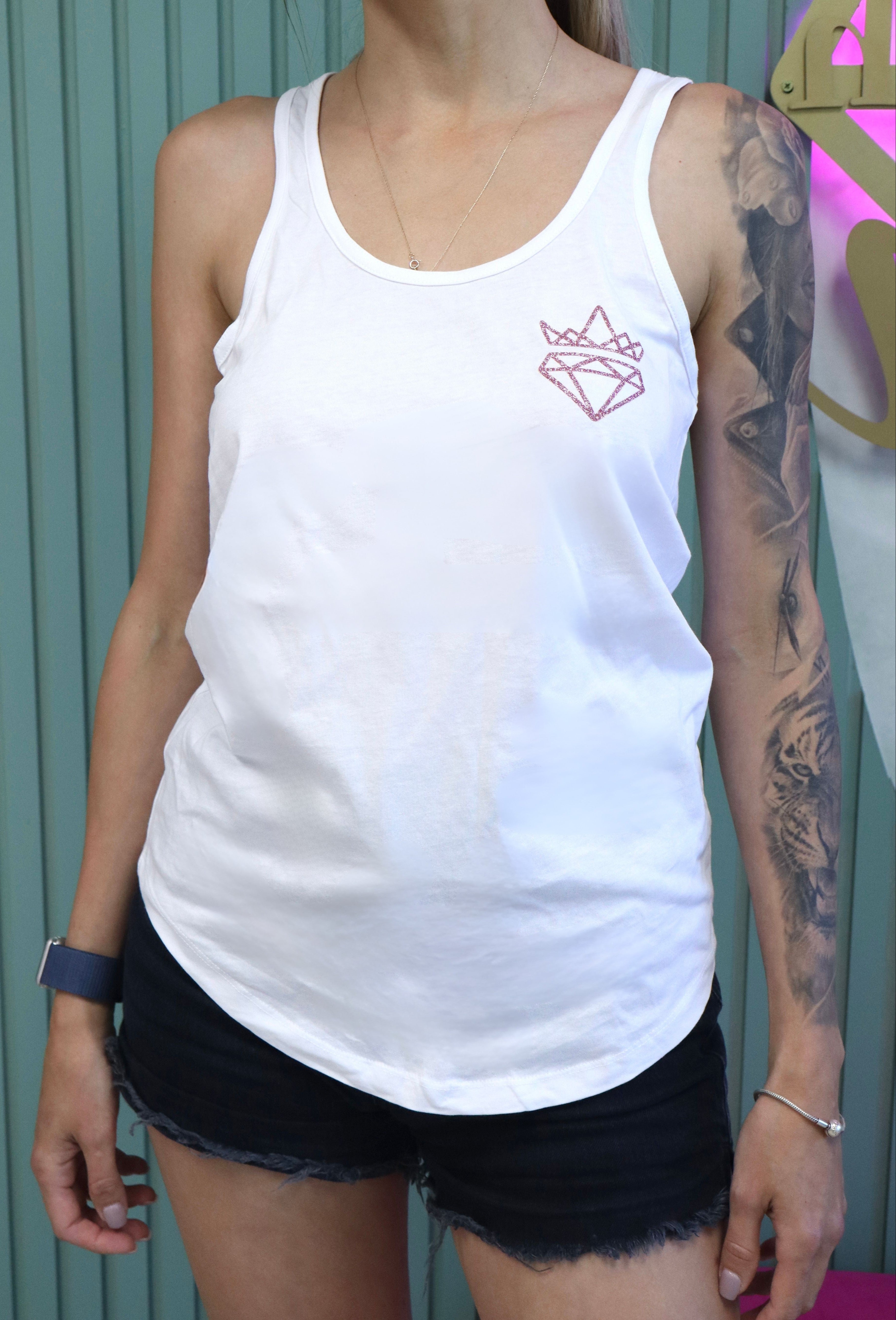 CSC Glitter White Tank Top