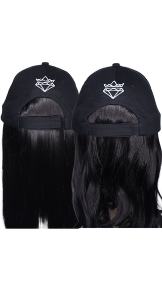White Baseball Hat Wig with CSC Logo (Short black) 2 wefts Straight and wave *Single Ladies - FINAL SALE